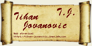 Tihan Jovanović vizit kartica
